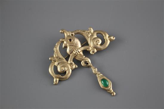 A 20th century Norwegian Thune 830S gilt white metal drop brooch,